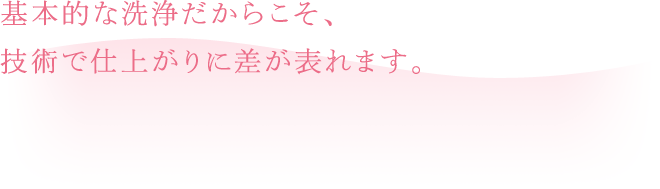 基本的な洗浄だからこそ、技術で仕上がりに差が表れます。